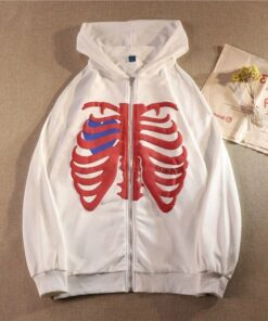 Skeleton Heart Hoodie - White