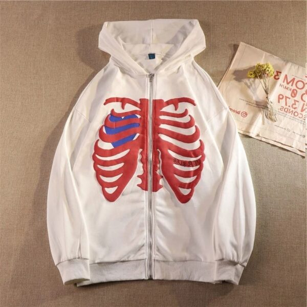 Skeleton Heart Hoodie - White