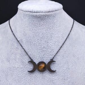 Triple Moon Necklace Orange pearl